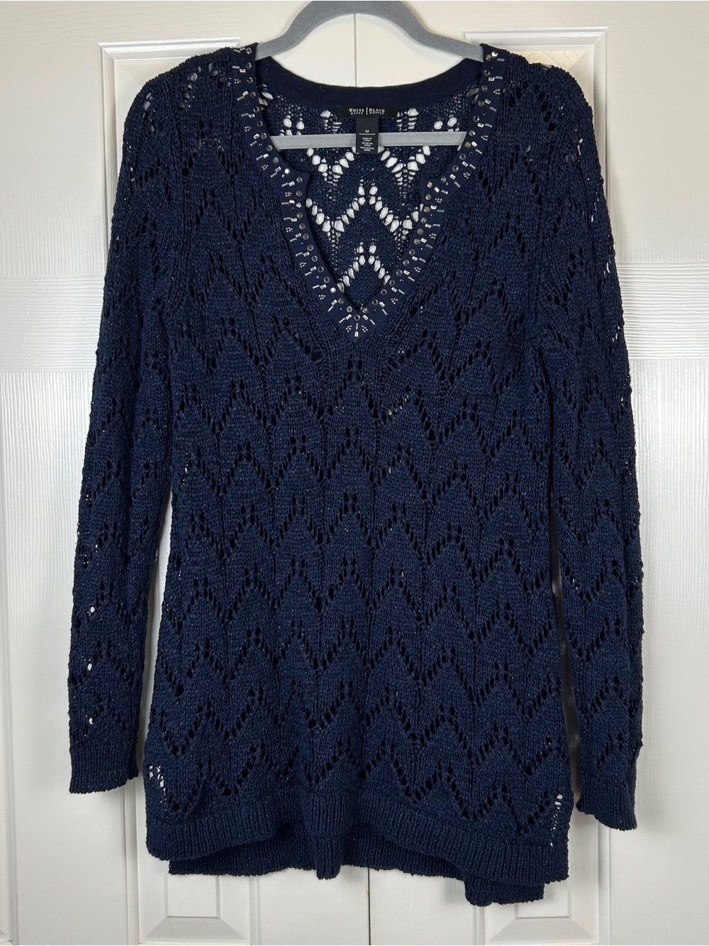 White House Black Market Open Knit Sequin Sweater